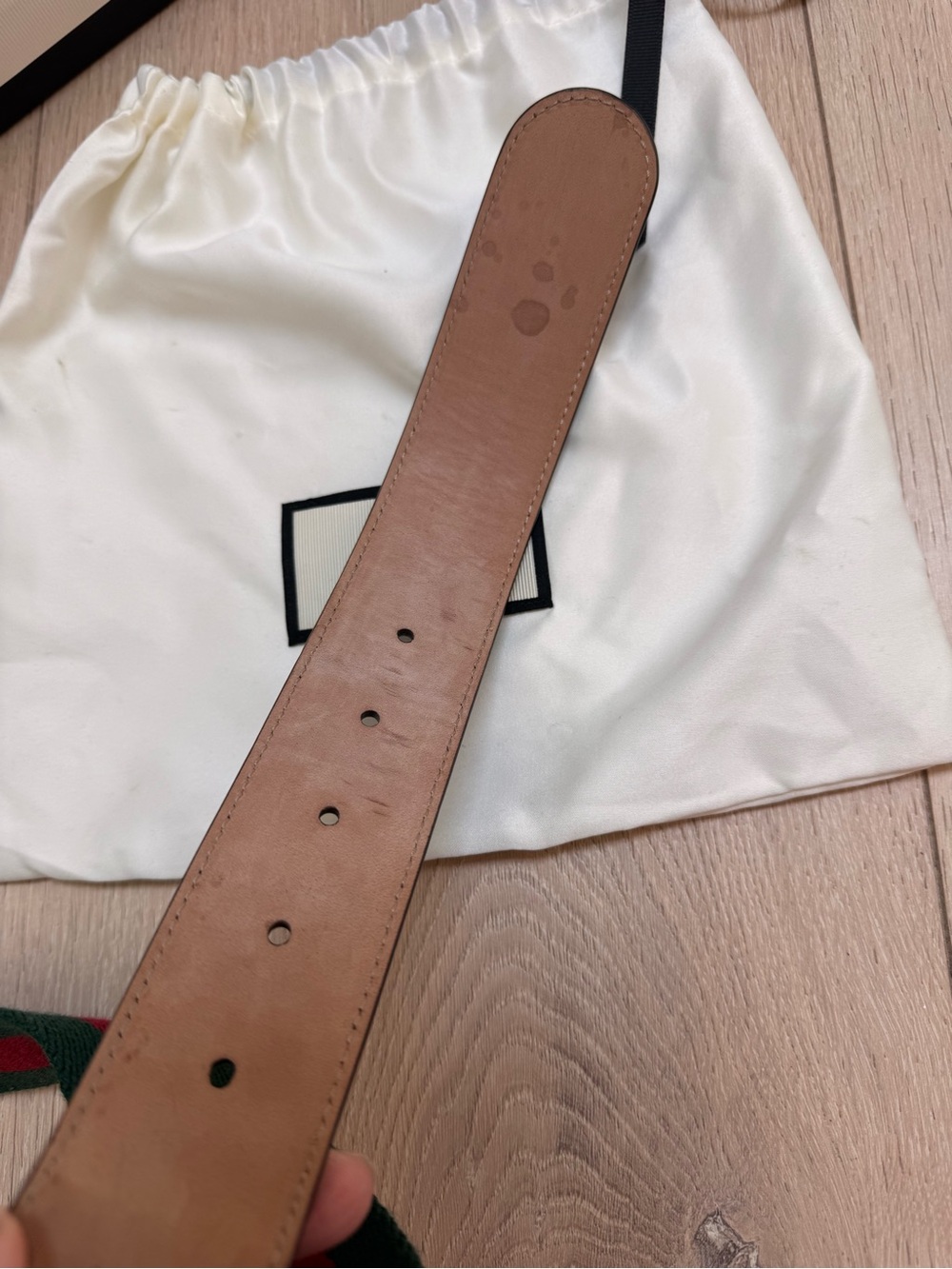 Gucci Brown Leather Belt with Green and Red Web and Gold Double G Buckle 85*34 - Picture 6 of 9
